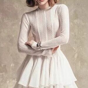 Layered Round Neck Long Sleeve Dress | New Tiered Lace Prom Dress